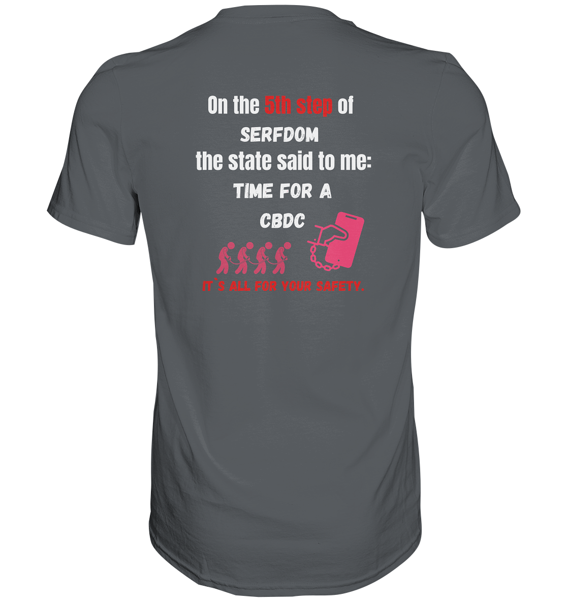 5th step of serfdom - TIME FOR A CBDC - RÜCKENDRUCK (Herren, Men) - Premium Shirt