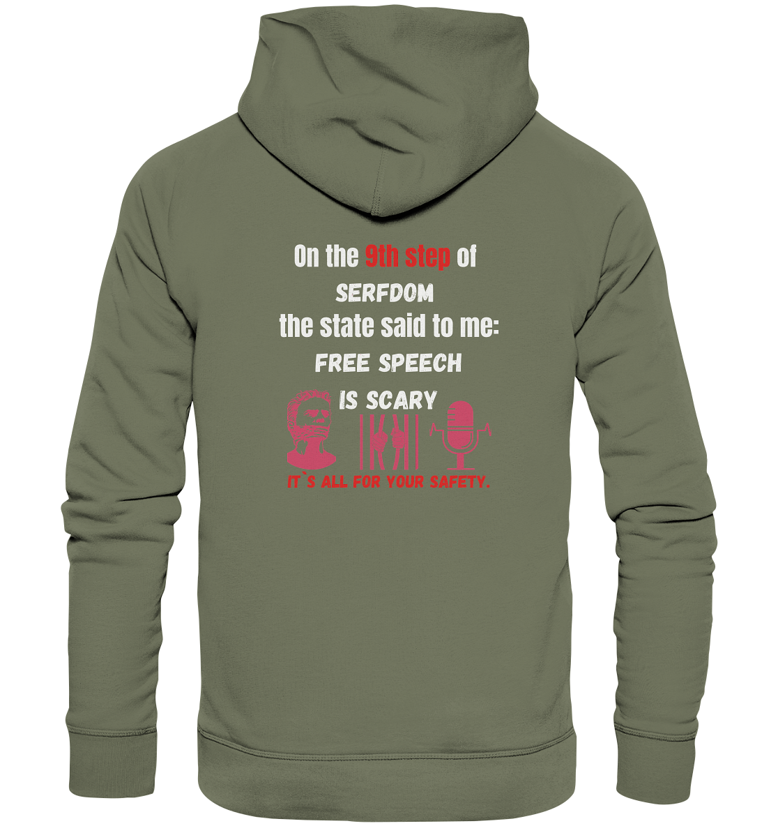 9th step of serfdom - FREE SPEECH IS SCARY - RÜCKENDRUCK (Herren, Men)   - Premium Unisex Hoodie