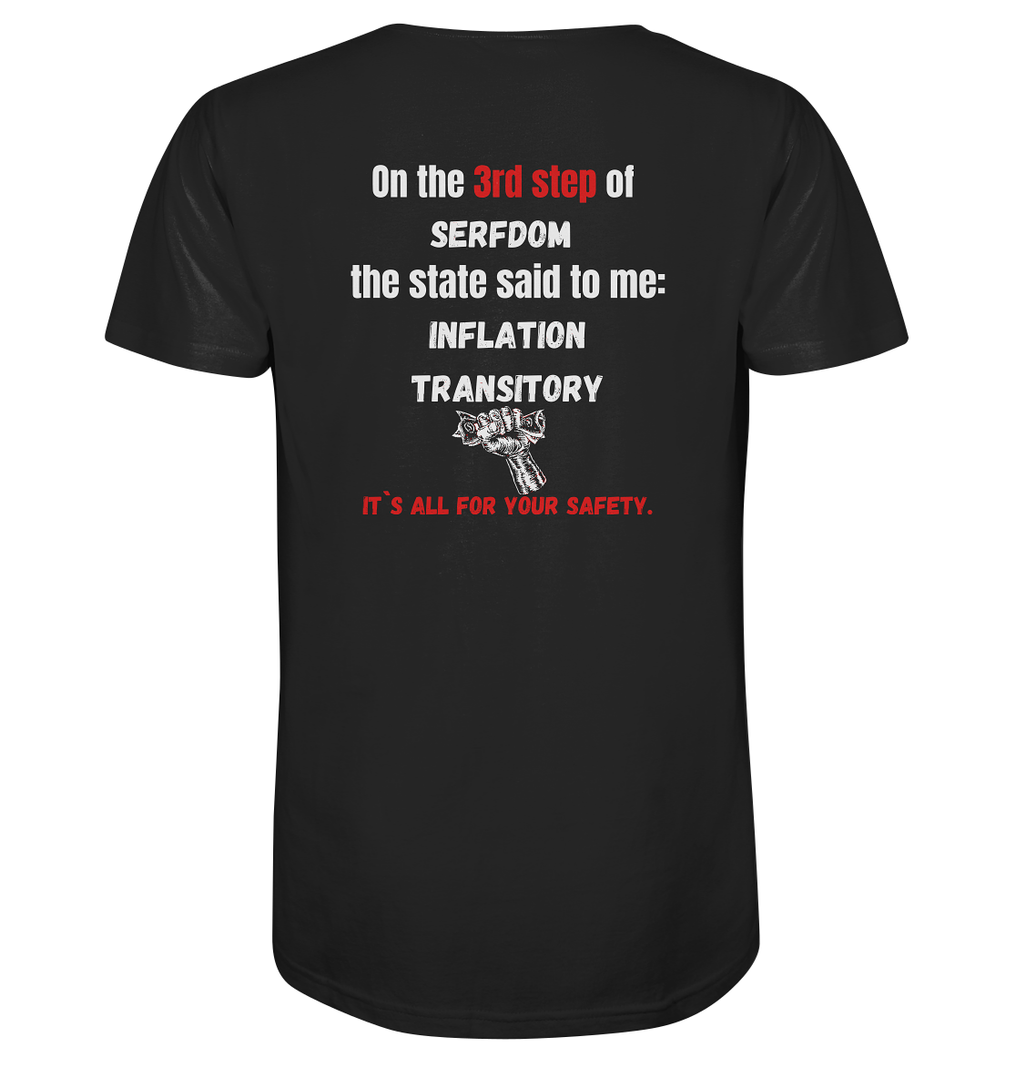 3rd step of serfdom - INFLATION TRANSITORY - RÜCKENDRUCK (Herren, Men)  - V-Neck Shirt