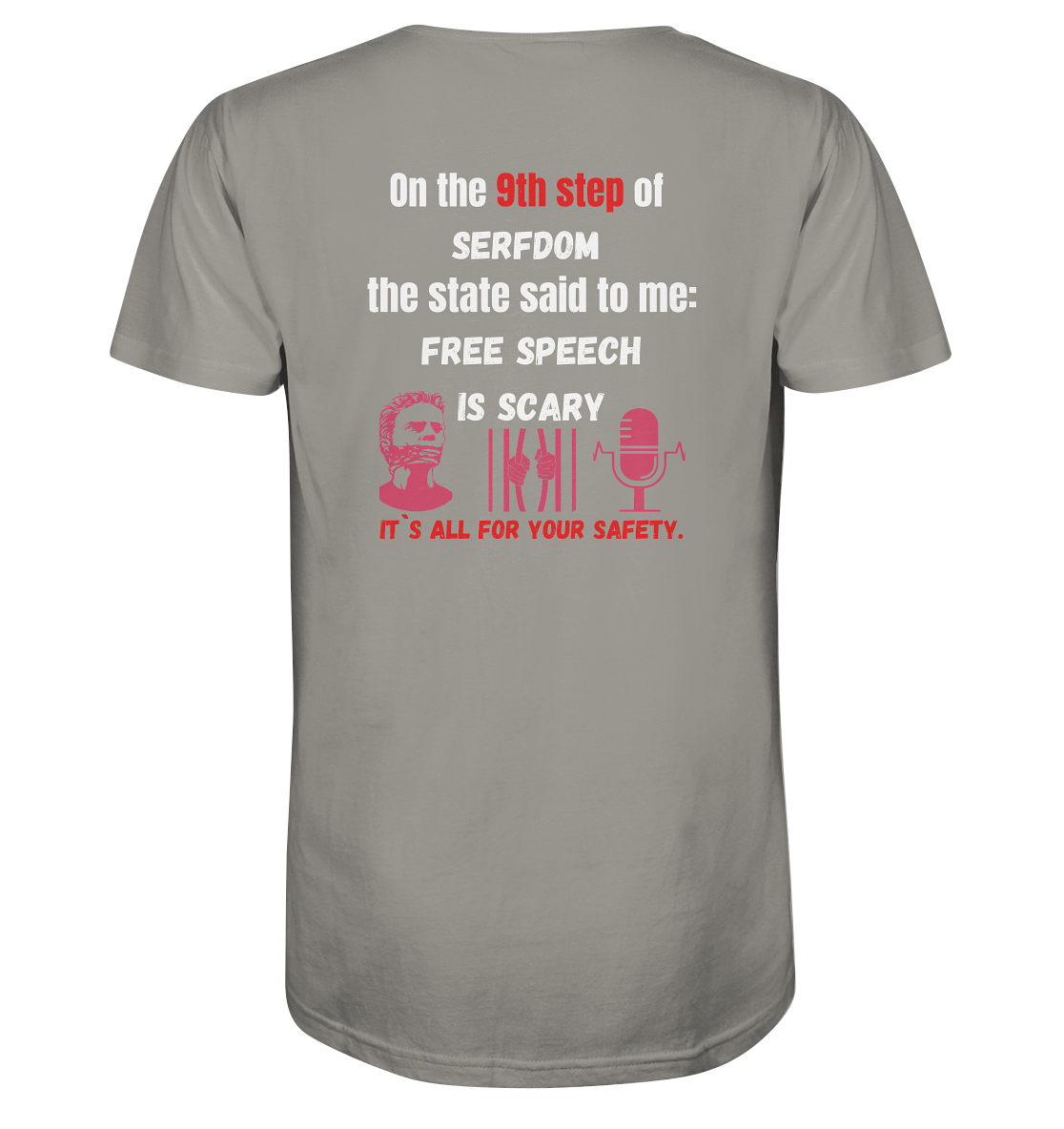 9th step of serfdom - FREE SPEECH IS SCARY - RÜCKENDRUCK (Herren, Men)   - V-Neck Shirt