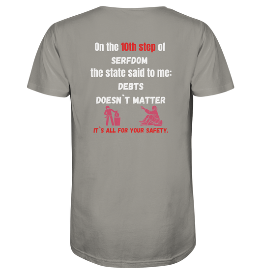 10th step of serfdom - DEBTS DOESN´T MATTER - RÜCKENDRUCK (Herren, Men) - V-Neck Shirt