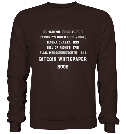 Wichtigste Dokumente der Welt bis zum BITCOIN Whitepaper (2009) - Basic Sweatshirt