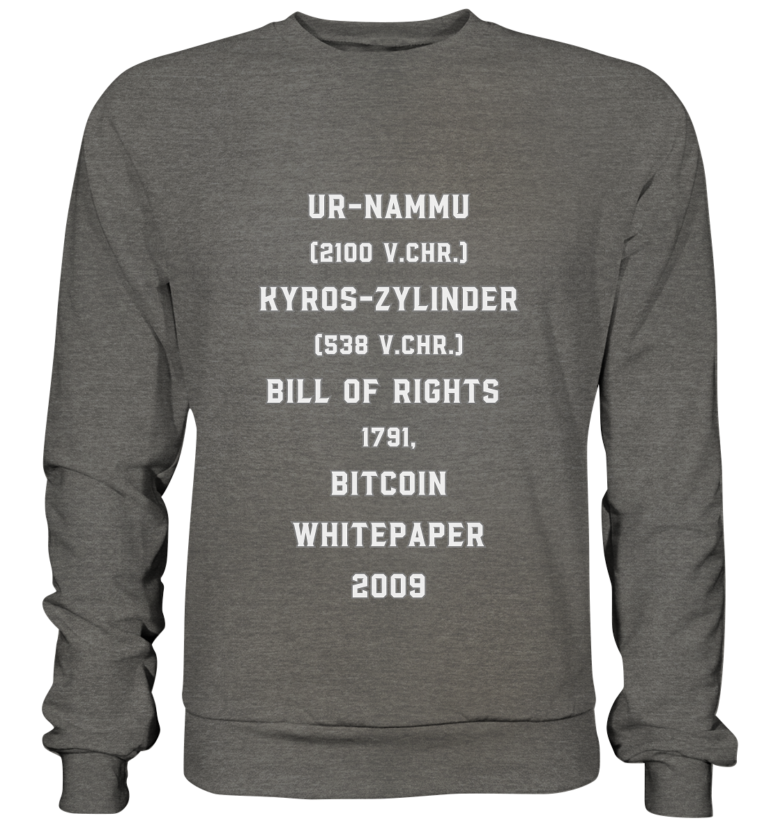 UR-NAMMU, KYROS-ZYLINDER, BILL OF RIGHTS, BITCOIN WHITEPAPER - Basic Sweatshirt