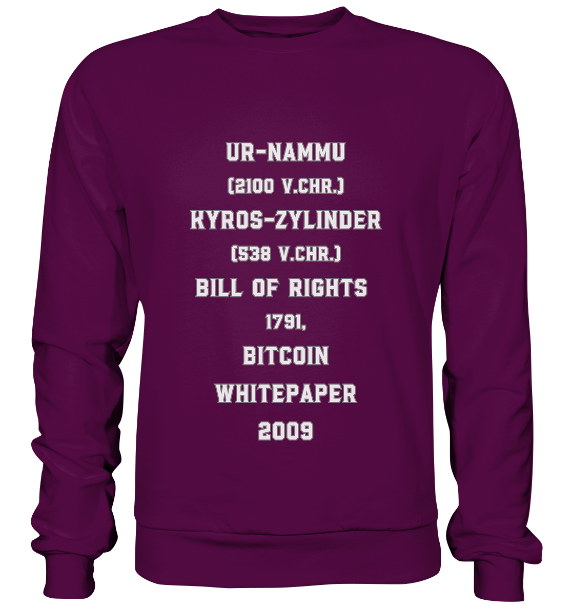 UR-NAMMU, KYROS-ZYLINDER, BILL OF RIGHTS, BITCOIN WHITEPAPER - Basic Sweatshirt