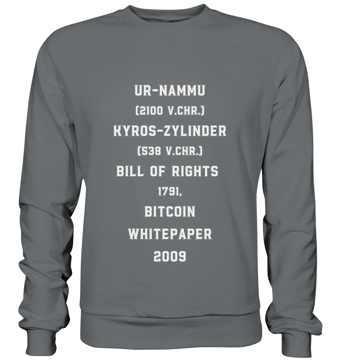 UR-NAMMU, KYROS-ZYLINDER, BILL OF RIGHTS, BITCOIN WHITEPAPER - Basic Sweatshirt