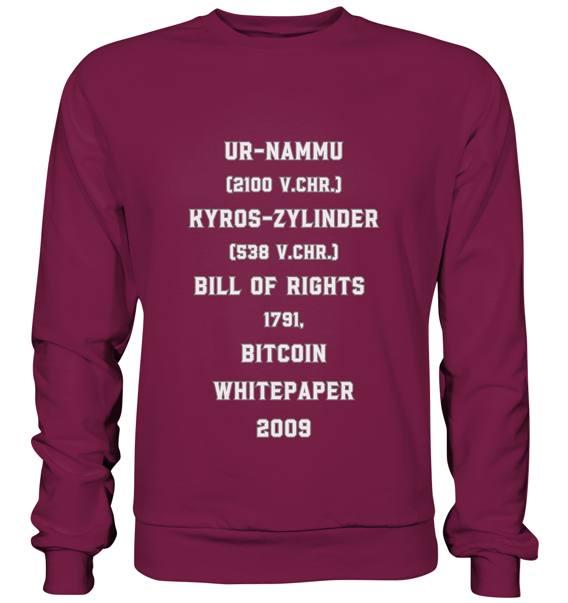 UR-NAMMU, KYROS-ZYLINDER, BILL OF RIGHTS, BITCOIN WHITEPAPER - Basic Sweatshirt