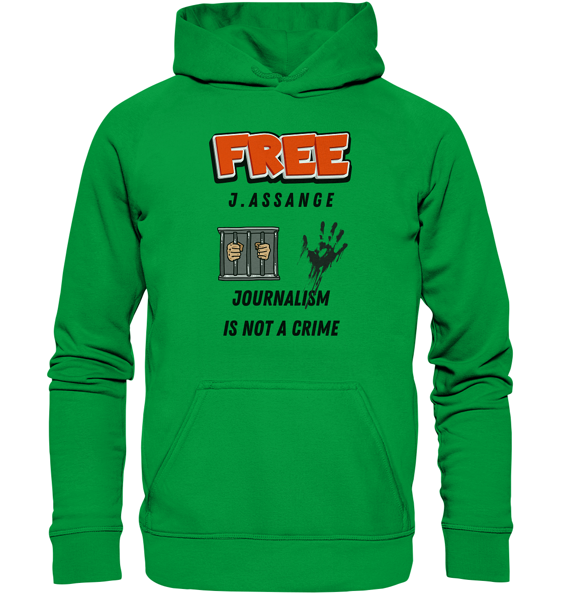 FREE J.ASSANGE - JOURNALISM IS NOT A CRIME (2 GRAFIKEN) - Basic Unisex Hoodie