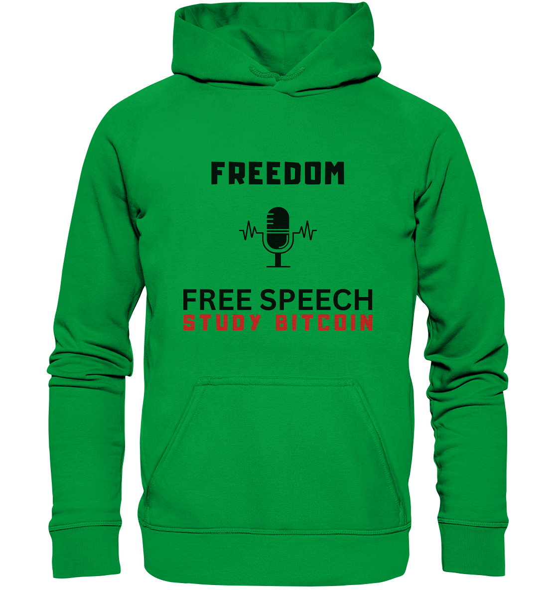 FREEDOM (Mikrofon) FREE SPEECH, STUDY BITCOIN - LADIES COLLECTION 21% automat. Rabatt bis zum Halving 2024 - Basic Unisex Hoodie