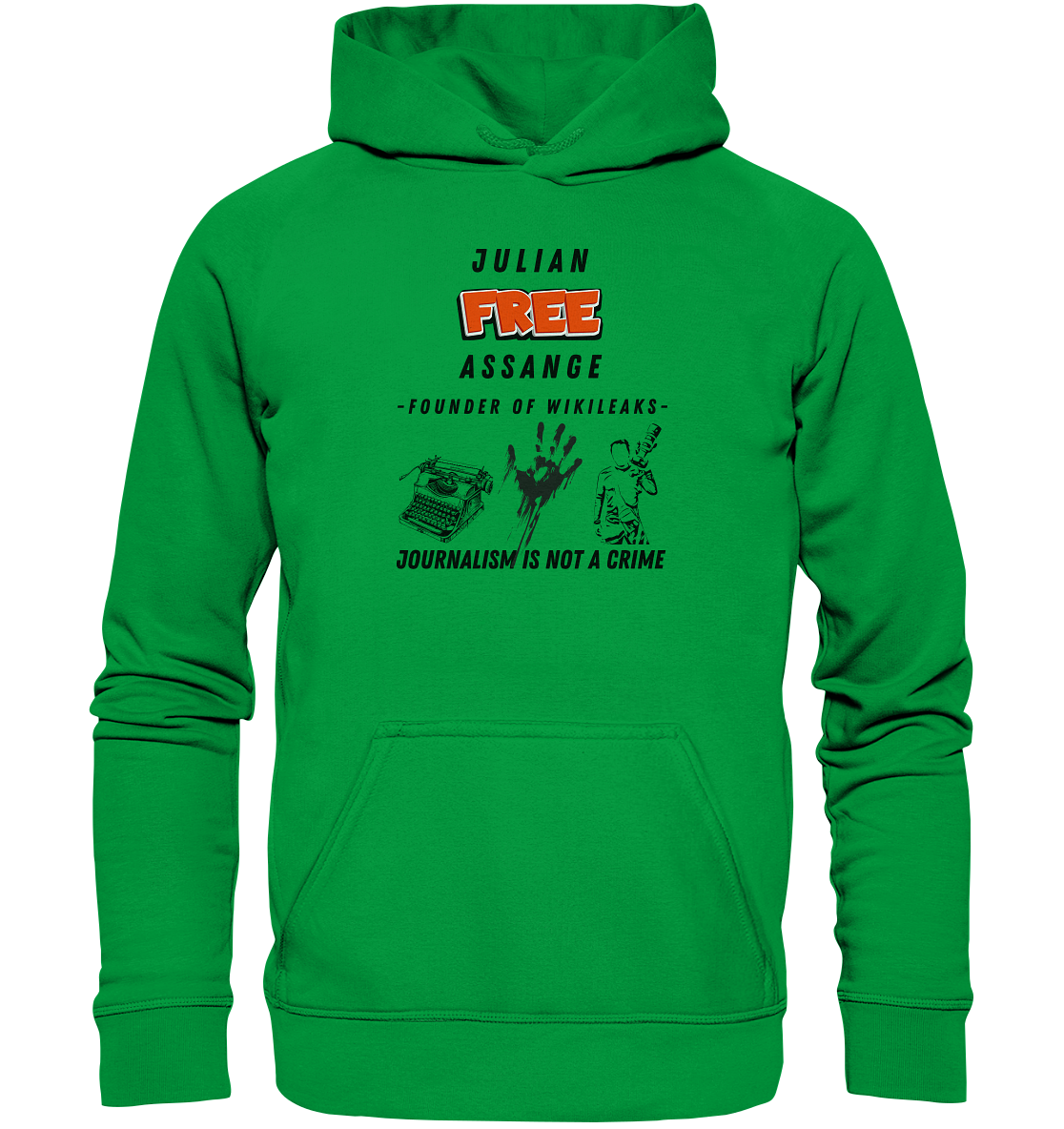 FREE JULIAN ASSANGE - FOUNDER OF WIKILEAKS - JOURNALISM IS NOT A CRIME (3 GRAFIKEN) - Basic Unisex Hoodie