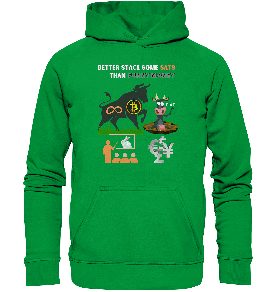 BETTER STACK SOME SATS THAN FUNNY MONEY - BTC BULLE, unendlich, Kaninchenbau-Schule,... - Basic Unisex Hoodie