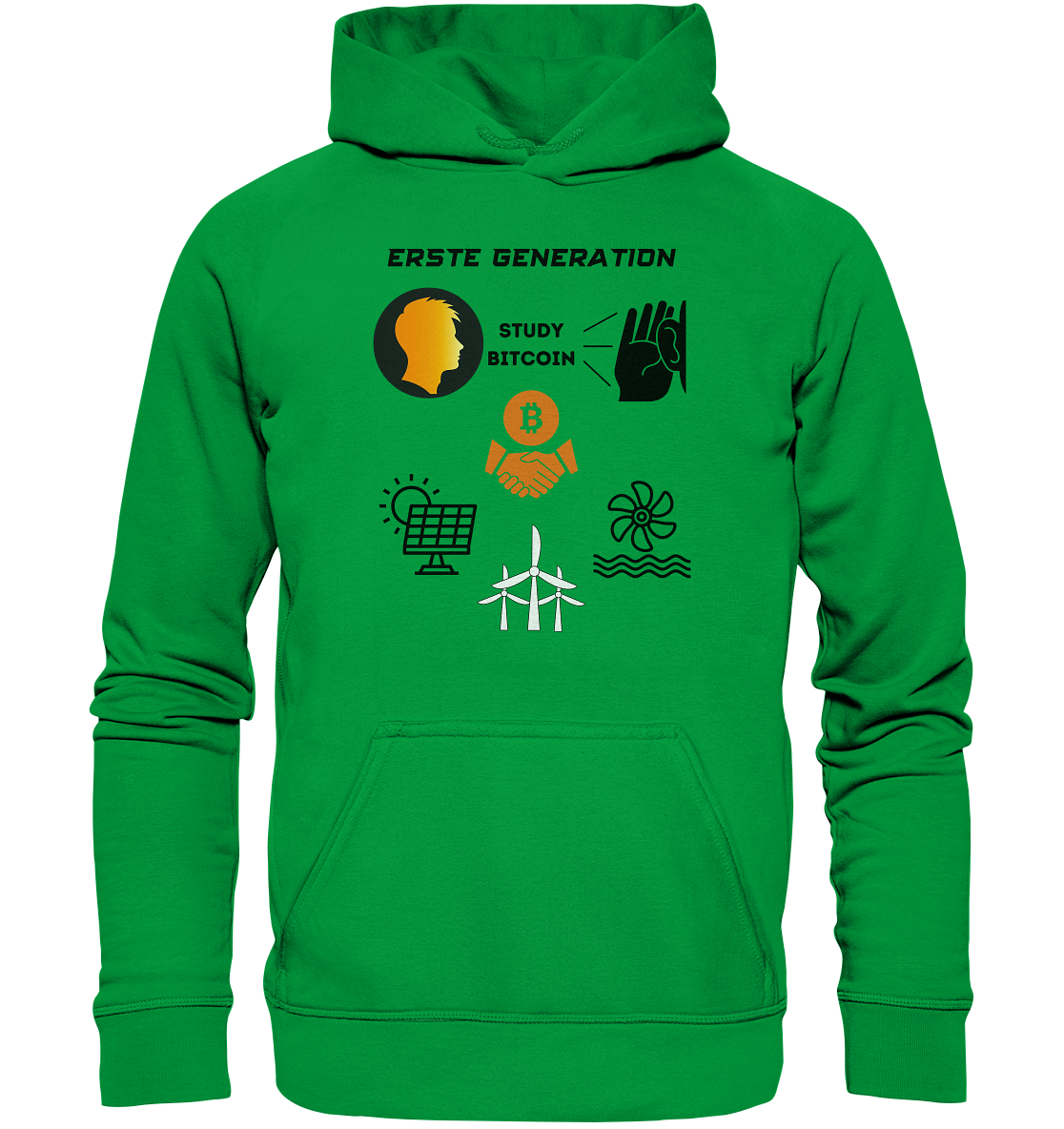 ERSTE (Bitcoin) GENERATION - STUDY BITCOIN - (green Energy 3 Grafiken) - Basic Unisex Hoodie