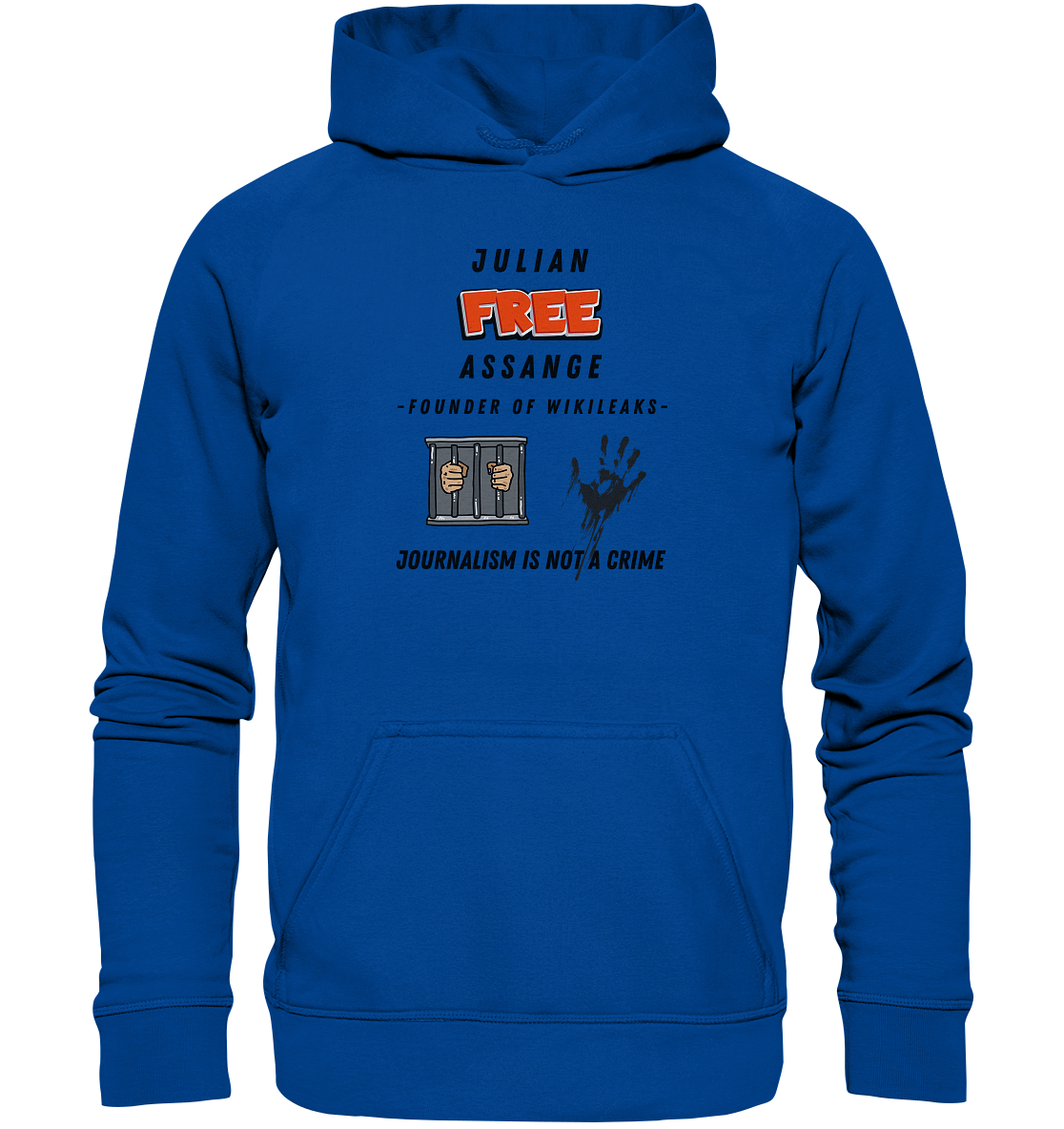 JULIAN FREE ASSANGE (little) - FOUNDER OF WIKILEAKS - JOURNALISM IS NOT A CRIME (2 GRAFIKEN) - Basic Unisex Hoodie