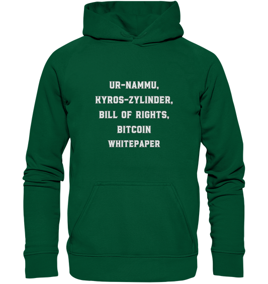 UR-NAMMU, KYROS-ZYLINDER, BILL OF RIGHTS, BITCOIN WHITEPAPER - Basic Unisex Hoodie