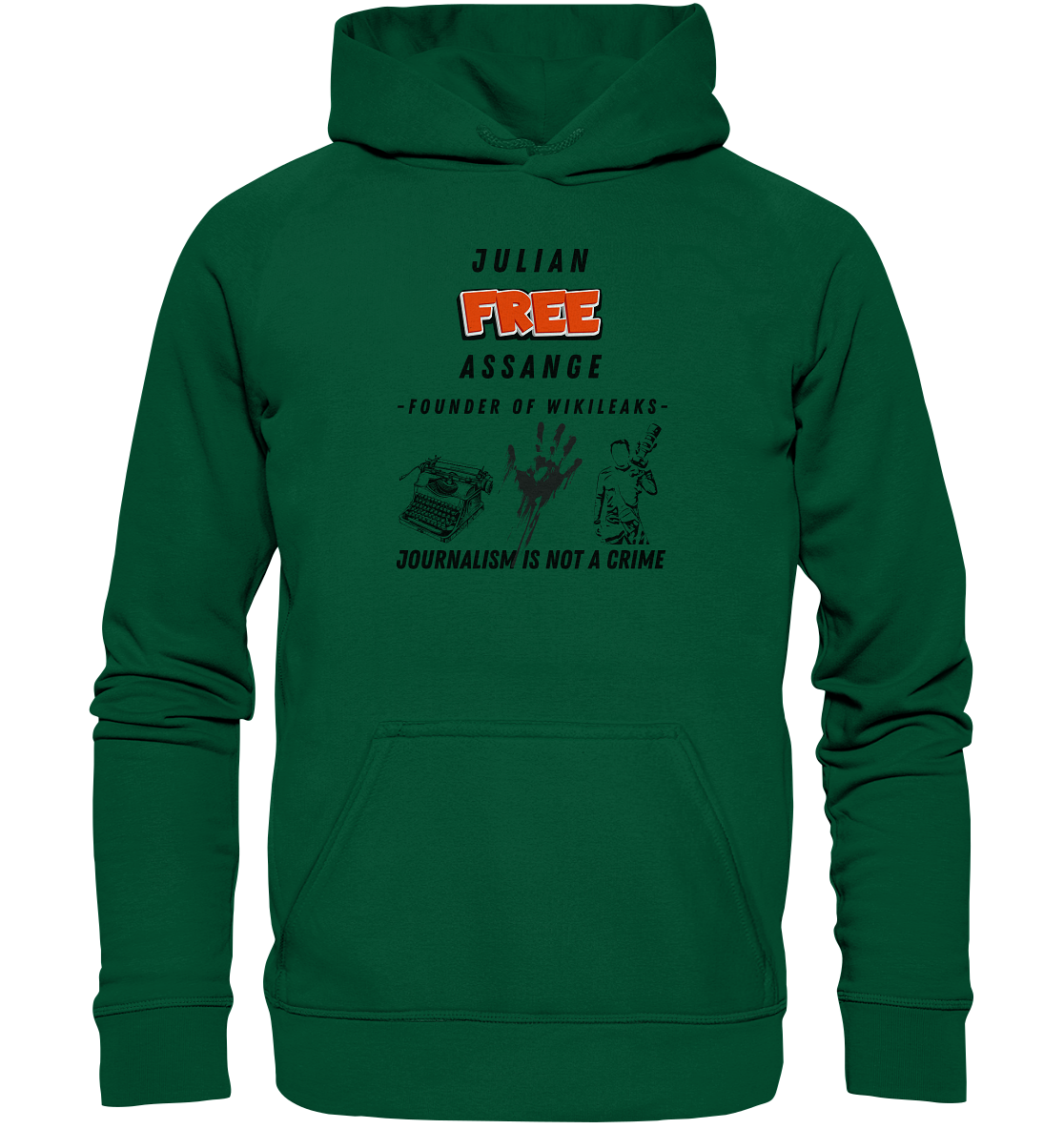 FREE JULIAN ASSANGE - FOUNDER OF WIKILEAKS - JOURNALISM IS NOT A CRIME (3 GRAFIKEN) - Basic Unisex Hoodie