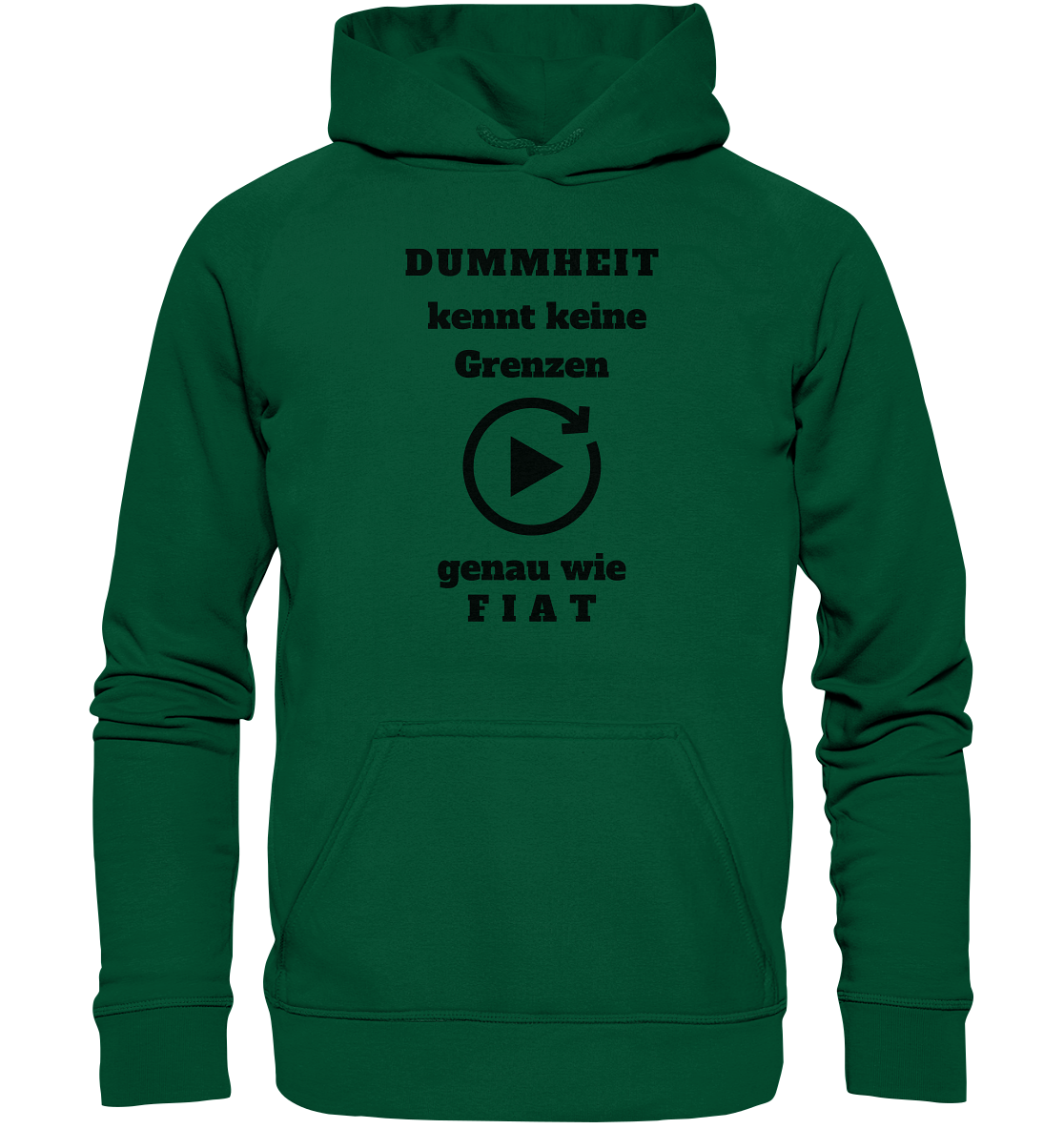 DUMMHEIT KENNT KEINE GRENZEN - GENAU WIE FIAT (ENDLOS-PLAYBUTTON) # einheitliche Schrift # Ladies Collection 21% Rabatt bis zum Halving 2024  - Basic Unisex Hoodie