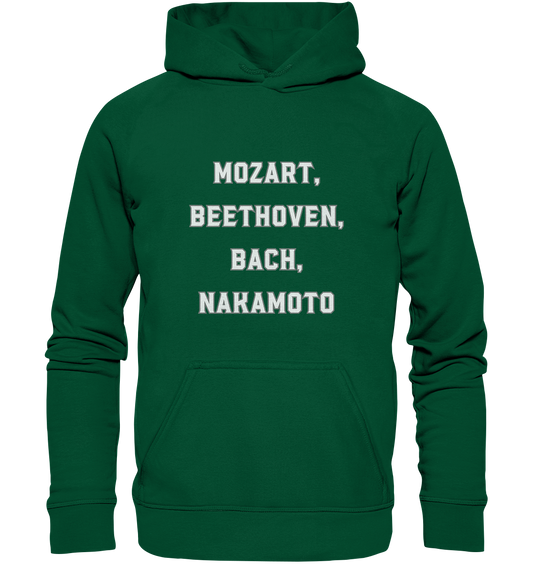 MOZART, BEETHOVEN, BACH, NAKAMOTO  - Basic Unisex Hoodie