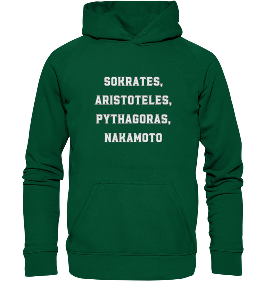 SOKRATES, ARISTOTELES, PHYTHAGORAS, NAKAMOTO  - Basic Unisex Hoodie