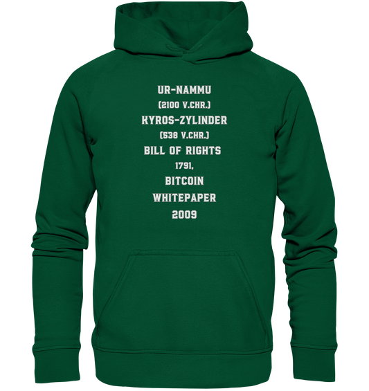 UR-NAMMU, KYROS-ZYLINDER, BILL OF RIGHTS, BITCOIN WHITEPAPER - Basic Unisex Hoodie