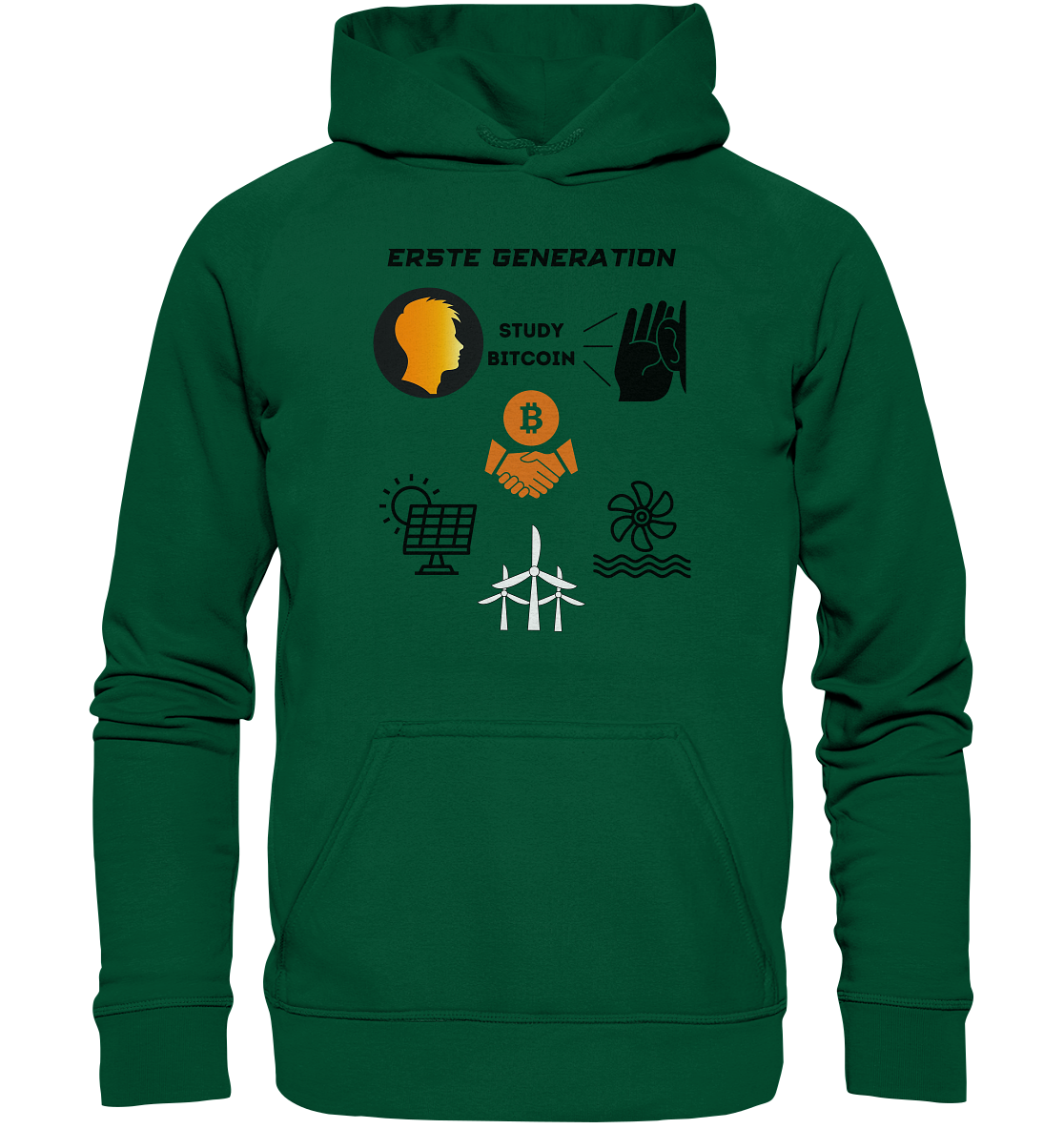 ERSTE (Bitcoin) GENERATION - STUDY BITCOIN - (green Energy 3 Grafiken) - Basic Unisex Hoodie