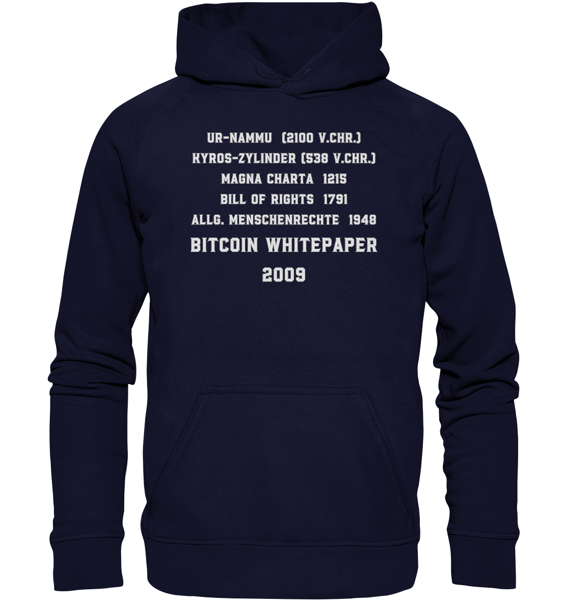 Wichtigste Dokumente der Welt bis zum BITCOIN Whitepaper (2009) - Basic Unisex Hoodie