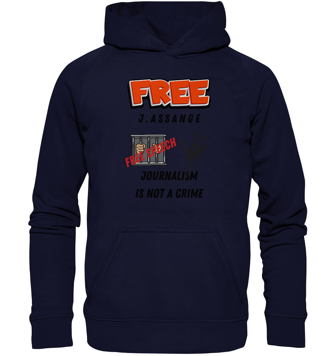 FREE J.ASSANGE - JOURNALISM IS NOT A CRIME # FREE SPEECH (2 GRAFIKEN) - Ladies Collection 21% Rabatt bis zum Halving 2024) - Basic Unisex Hoodie