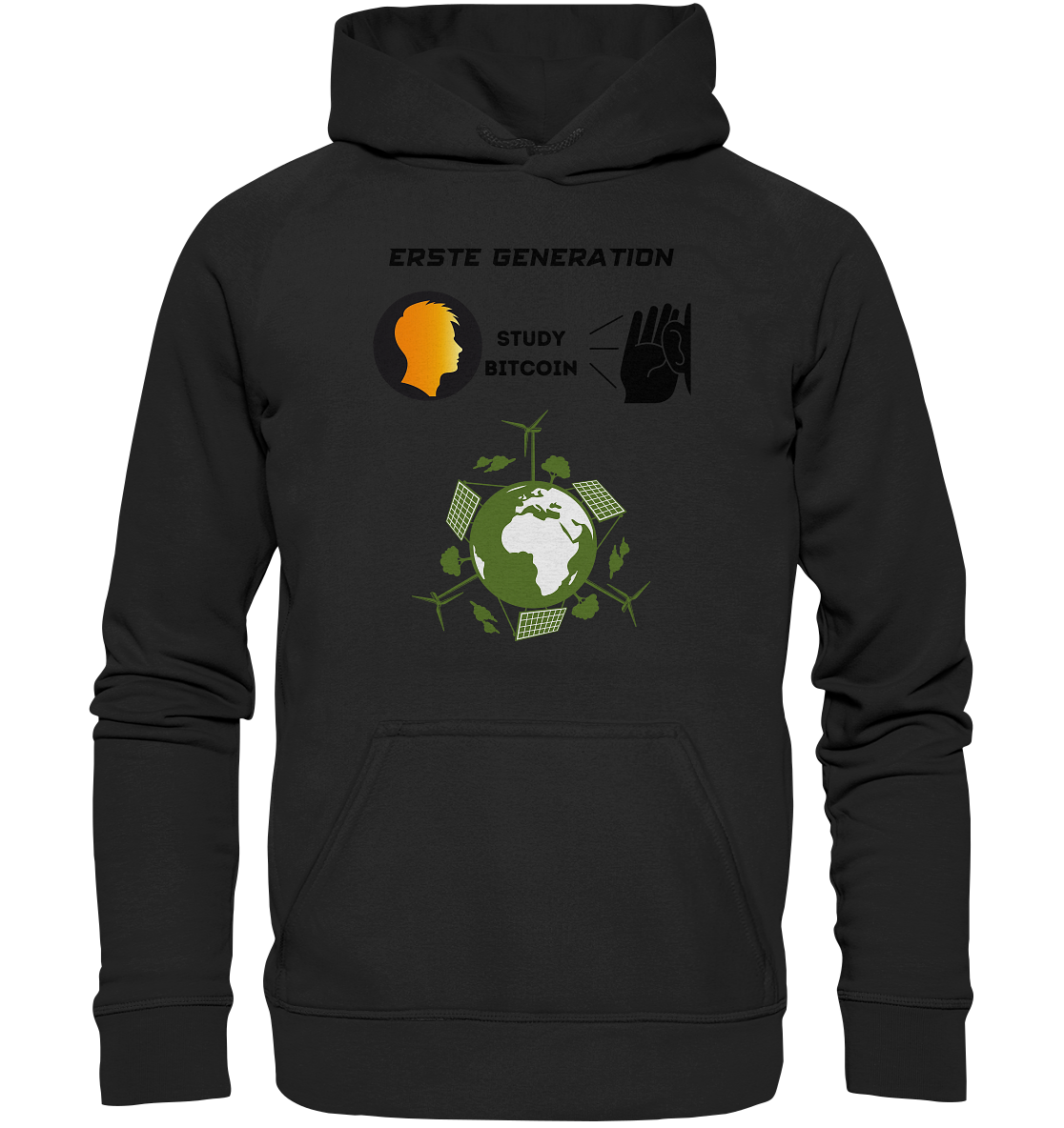 ERSTE (Bitcoin) GENERATION - STUDY BITCOIN - (green Energy Grafik) - Basic Unisex Hoodie