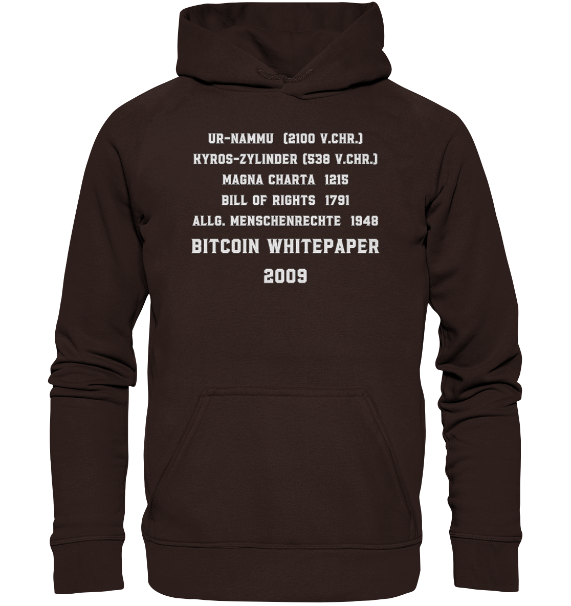 Wichtigste Dokumente der Welt bis zum BITCOIN Whitepaper (2009) - Basic Unisex Hoodie