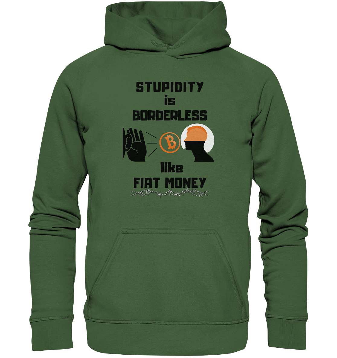 STUPIDITY is BORDERLESS like FIAT MONEY (Flüstern - BTC Version 2 - Lauschen-Grafik) # Ladies Collection 21% Rabatt bis zum Halving 2024 - Basic Unisex Hoodie