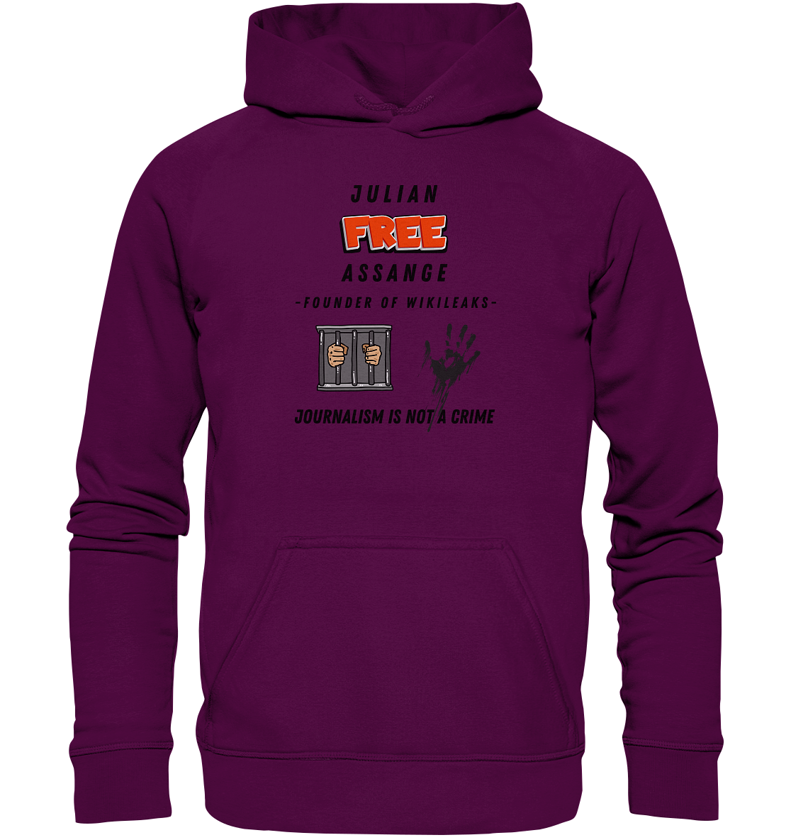 JULIAN FREE ASSANGE (little) - FOUNDER OF WIKILEAKS - JOURNALISM IS NOT A CRIME (2 GRAFIKEN) - Basic Unisex Hoodie