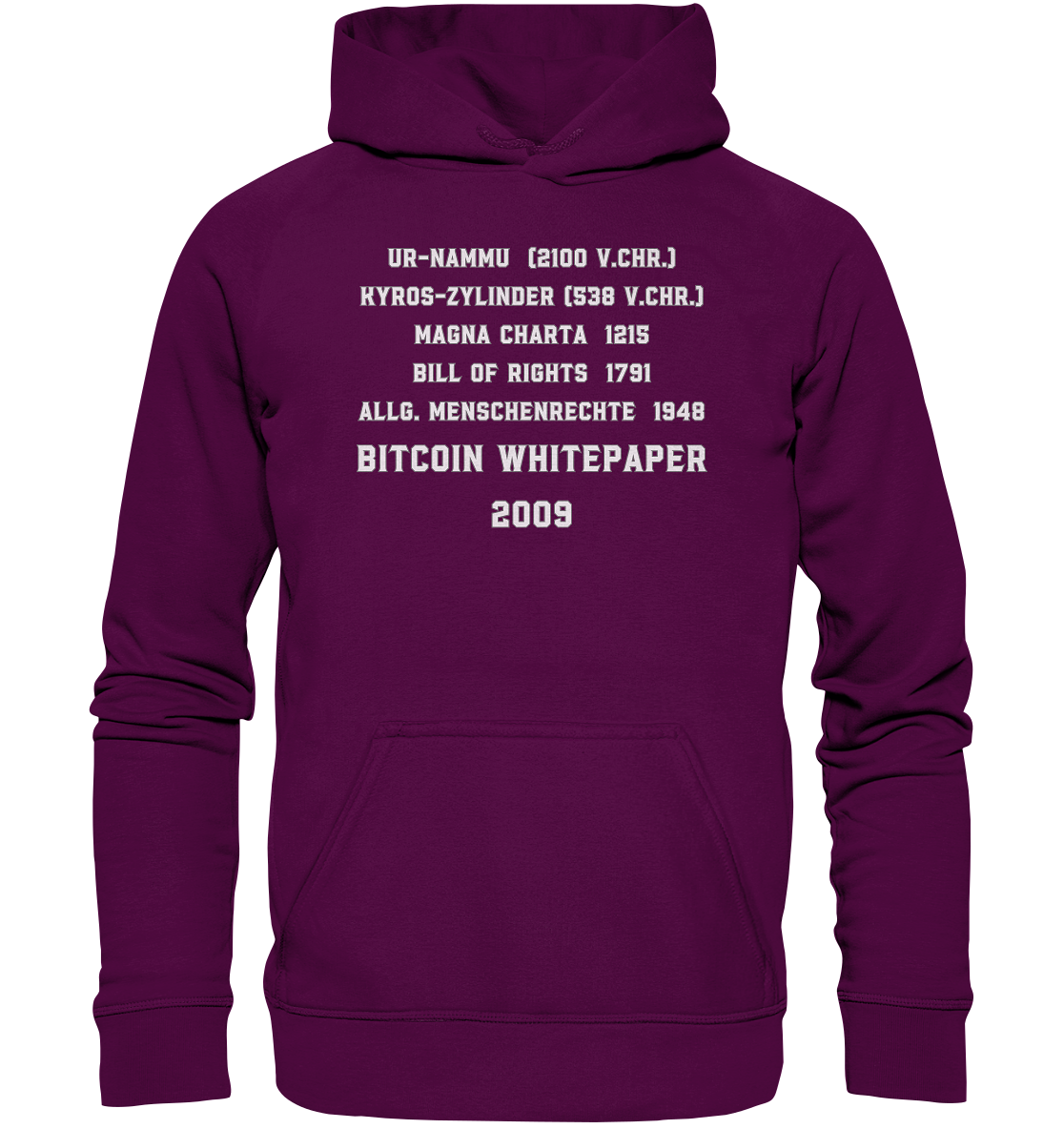 Wichtigste Dokumente der Welt bis zum BITCOIN Whitepaper (2009) - Basic Unisex Hoodie