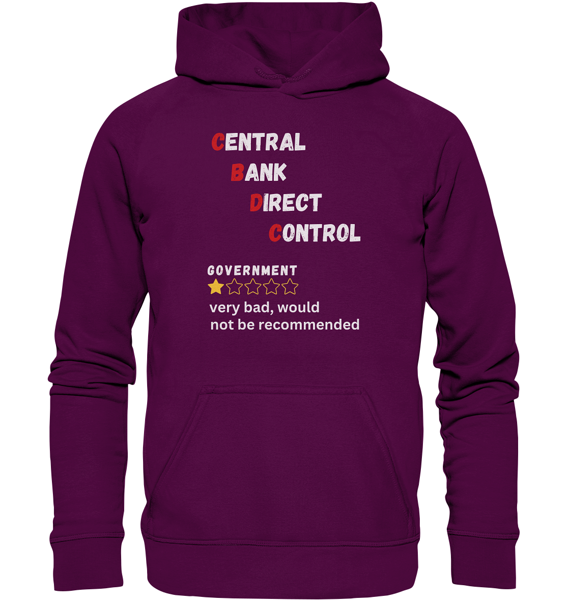 CENTRAL BANK DIRECT CONTROL - GOVERNMENT...not be recommended - STUDY BITCOIN  - Basic Unisex Hoodie