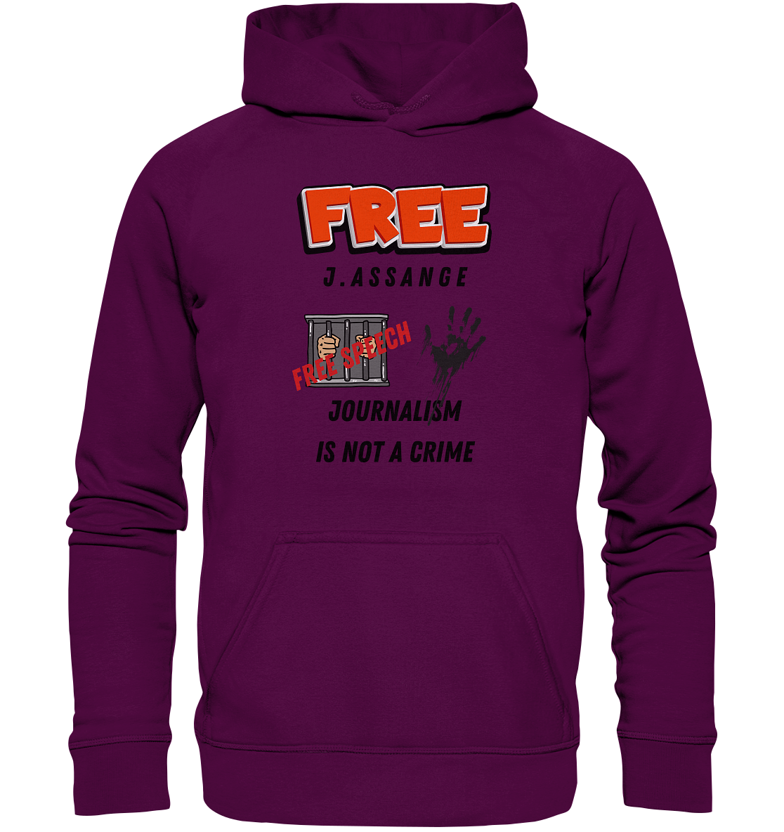 FREE J.ASSANGE - JOURNALISM IS NOT A CRIME # FREE SPEECH (2 GRAFIKEN) - Ladies Collection 21% Rabatt bis zum Halving 2024) - Basic Unisex Hoodie