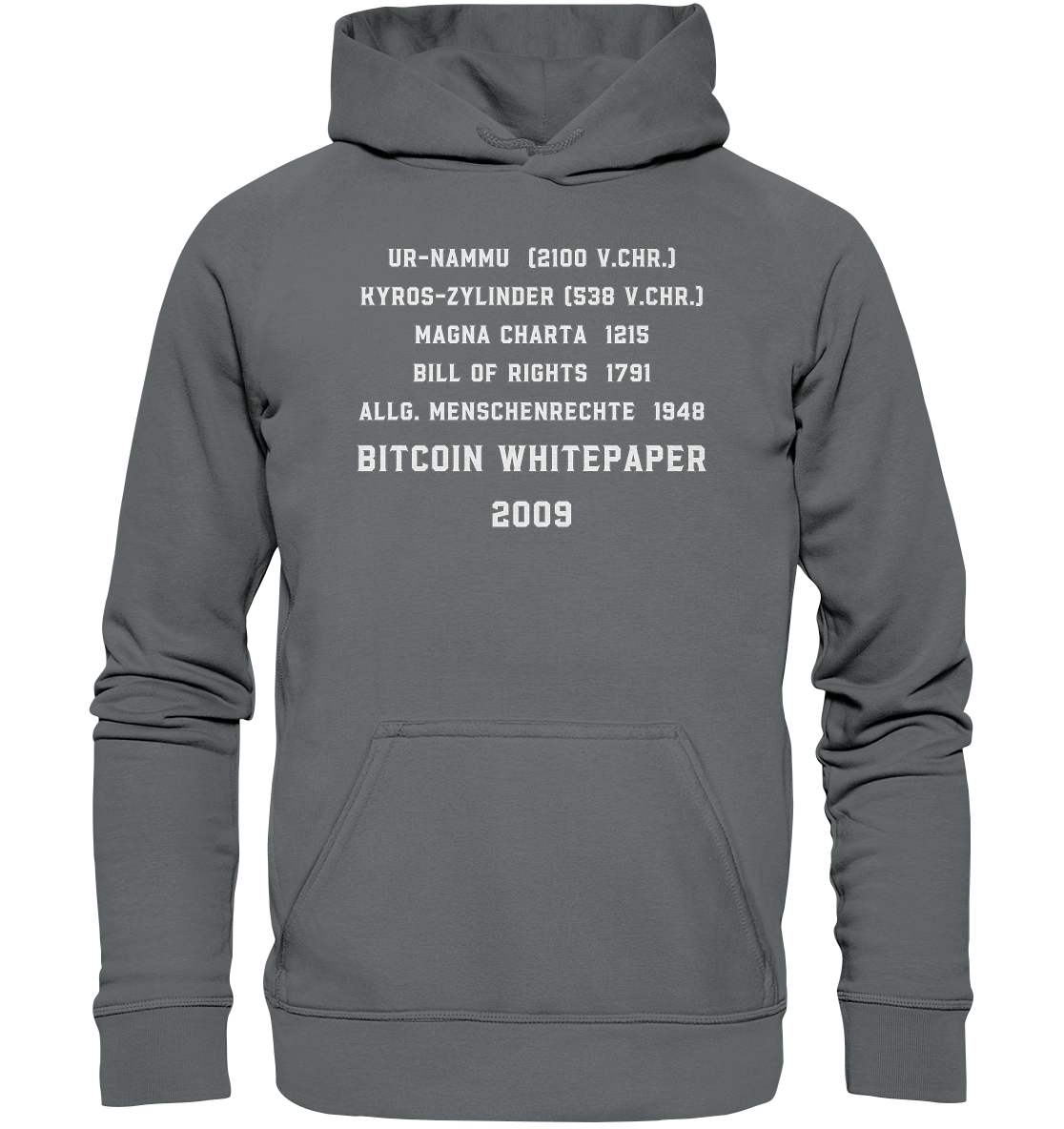 Wichtigste Dokumente der Welt bis zum BITCOIN Whitepaper (2009) - Basic Unisex Hoodie