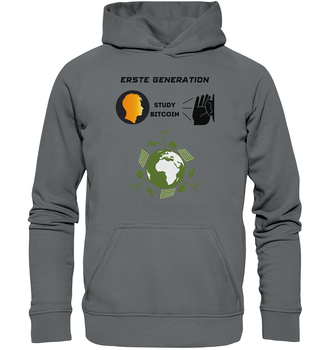 ERSTE (Bitcoin) GENERATION - STUDY BITCOIN - (green Energy Grafik) - Basic Unisex Hoodie