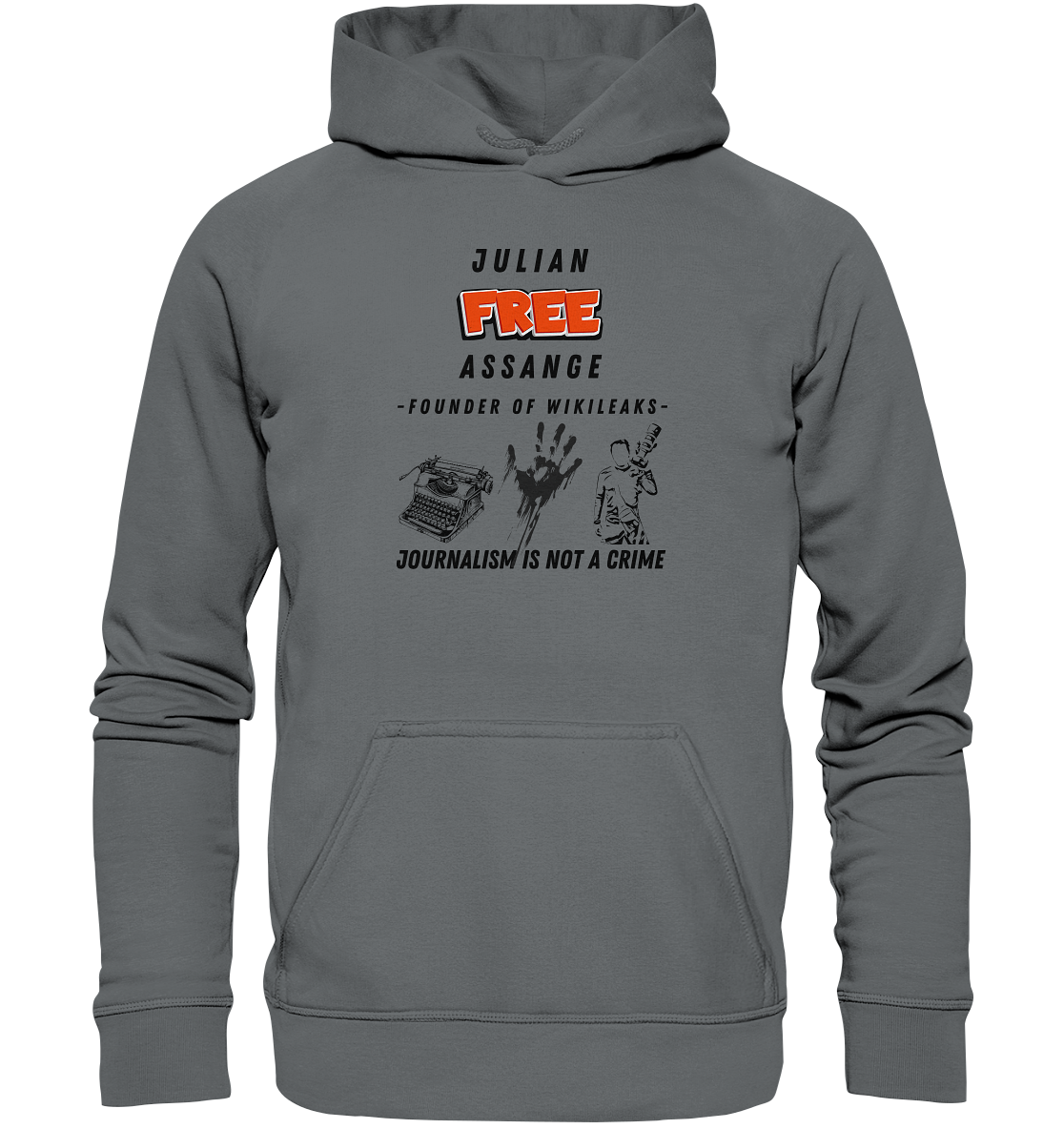 FREE JULIAN ASSANGE - FOUNDER OF WIKILEAKS - JOURNALISM IS NOT A CRIME (3 GRAFIKEN) - Basic Unisex Hoodie