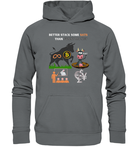 BETTER STACK SOME SATS THAN FUNNY MONEY - BTC BULLE, unendlich, Kaninchenbau-Schule,... - LADIES COLLECTION 21% automat. Rabatt bis zum Halving 2024 - Basic Unisex Hoodie