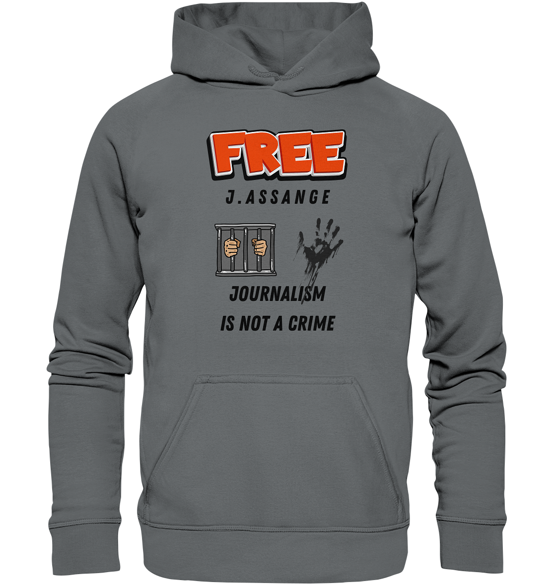 FREE J.ASSANGE - JOURNALISM IS NOT A CRIME (2 GRAFIKEN) - Basic Unisex Hoodie