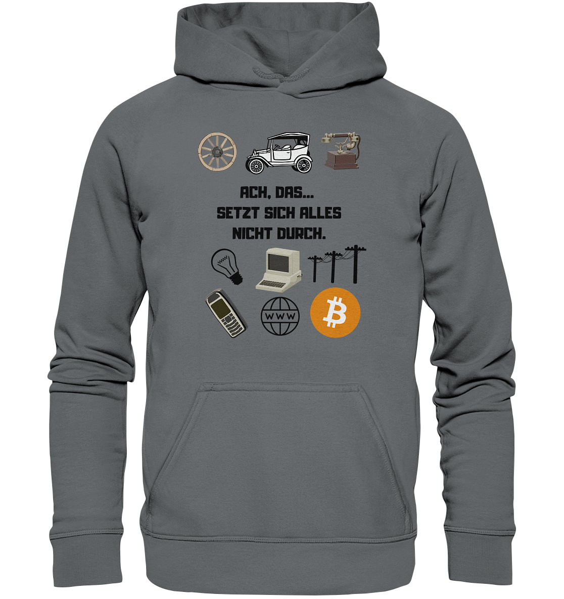 ACH, DAS SETZT SICH ALLES NICHT DURCH. (8 Grafiken, BTC Symbol) - Basic Unisex Hoodie