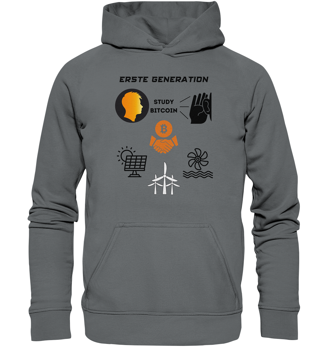 ERSTE (Bitcoin) GENERATION - STUDY BITCOIN - (green Energy 3 Grafiken) - Basic Unisex Hoodie