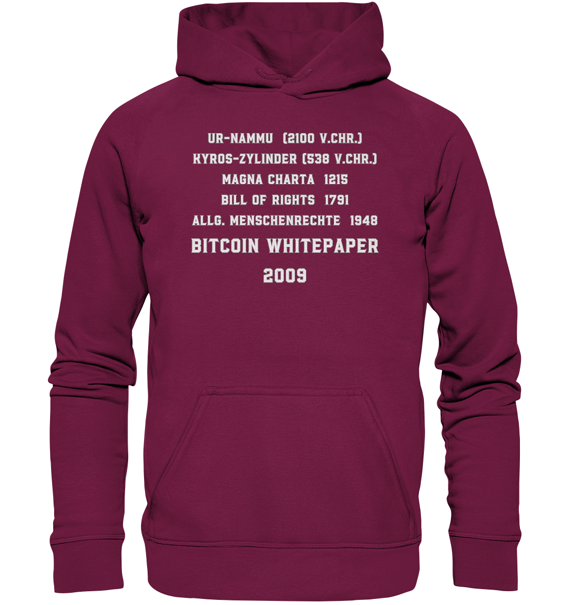 Wichtigste Dokumente der Welt bis zum BITCOIN Whitepaper (2009) - Basic Unisex Hoodie