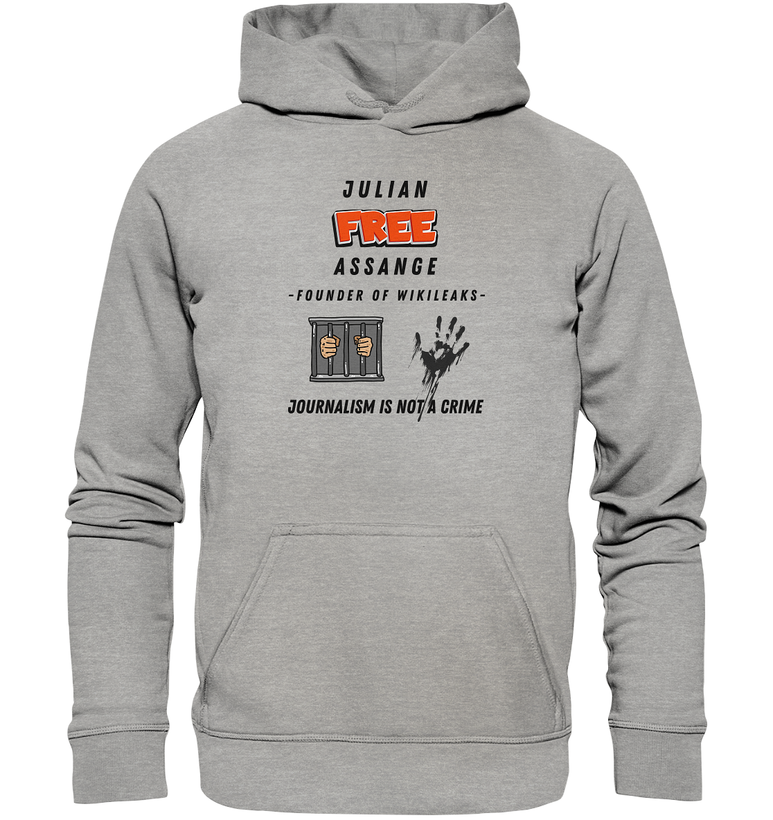 JULIAN FREE ASSANGE (little) - FOUNDER OF WIKILEAKS - JOURNALISM IS NOT A CRIME (2 GRAFIKEN) - Basic Unisex Hoodie