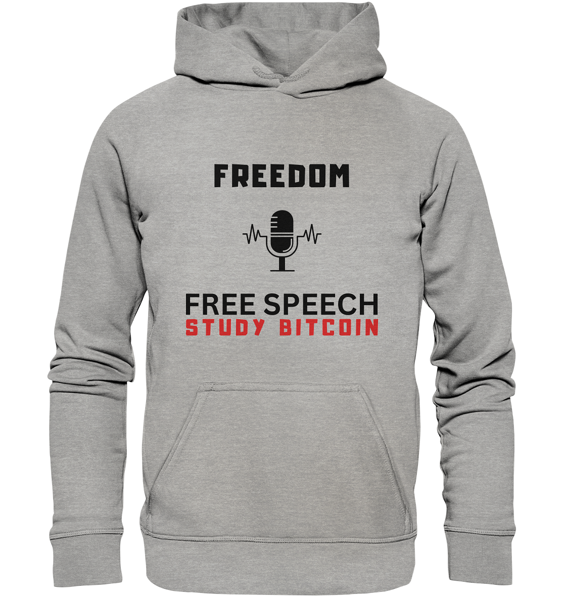 FREEDOM (Mikrofon) FREE SPEECH, STUDY BITCOIN - LADIES COLLECTION 21% automat. Rabatt bis zum Halving 2024 - Basic Unisex Hoodie