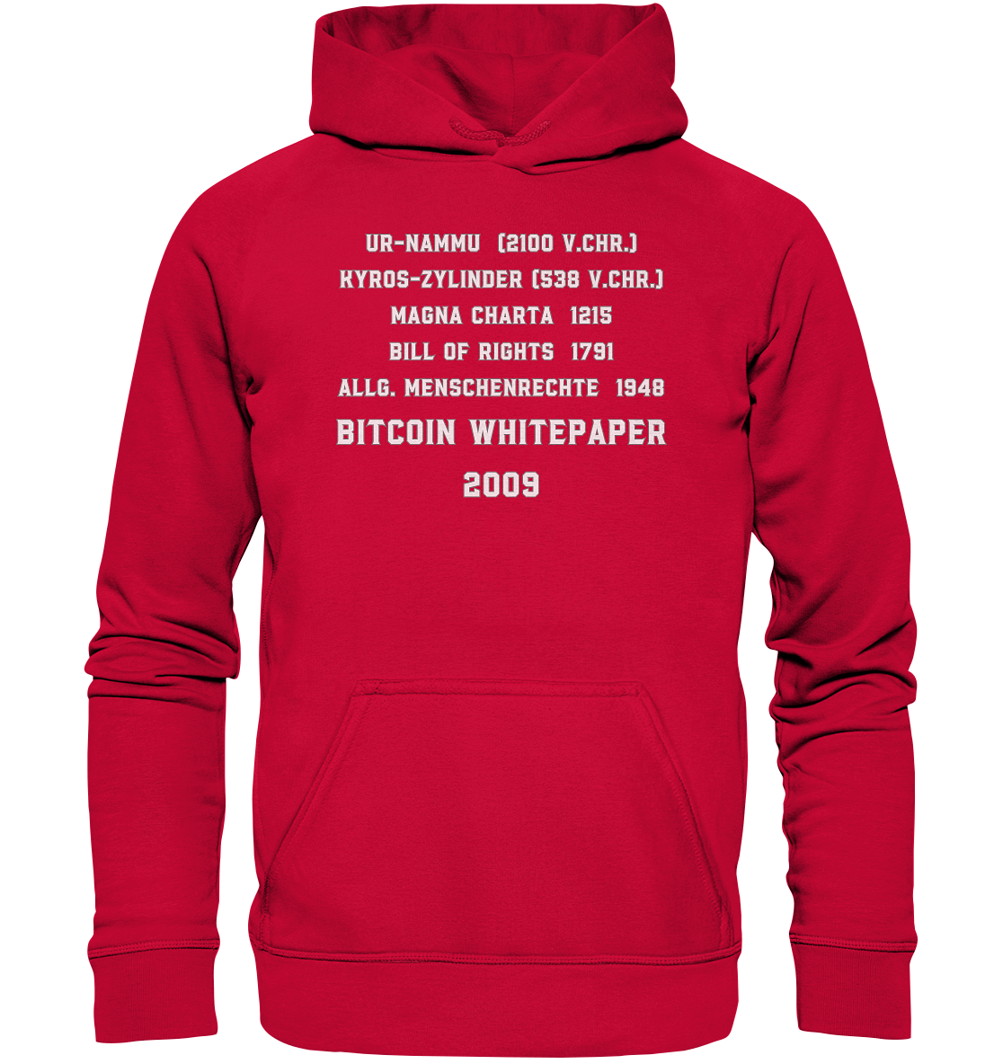 Wichtigste Dokumente der Welt bis zum BITCOIN Whitepaper (2009) - Basic Unisex Hoodie