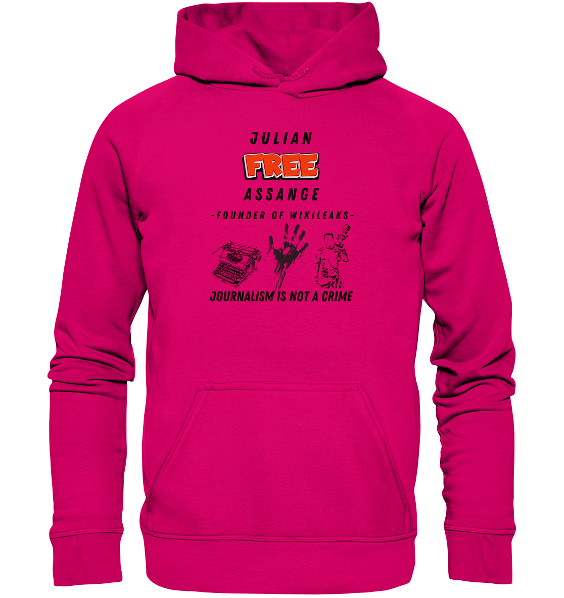 FREE JULIAN ASSANGE - FOUNDER OF WIKILEAKS - JOURNALISM IS NOT A CRIME (3 GRAFIKEN) - Basic Unisex Hoodie