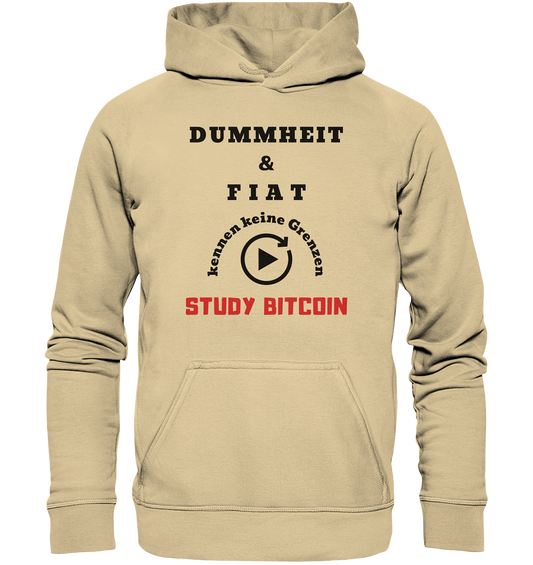 DUMMHEIT UND FIAT KENNEN KEINE GRENZEN - STUDY BITCOIN (ROT) # ENDLOS-PLAYBUTTON - Ladies Collection 21% Rabatt bis zum Halving 2024 - Basic Unisex Hoodie