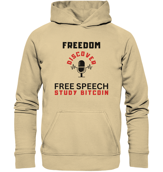 FREEDOM (Mikrofon) DISCOVER FREE SPEECH, STUDY BITCOIN   - Basic Unisex Hoodie