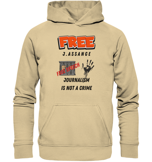 FREE J.ASSANGE - JOURNALISM IS NOT A CRIME # FREE SPEECH (2 GRAFIKEN) - Ladies Collection 21% Rabatt bis zum Halving 2024) - Basic Unisex Hoodie