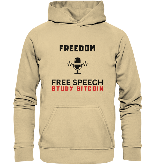 FREEDOM (Mikrofon) FREE SPEECH, STUDY BITCOIN  - Basic Unisex Hoodie