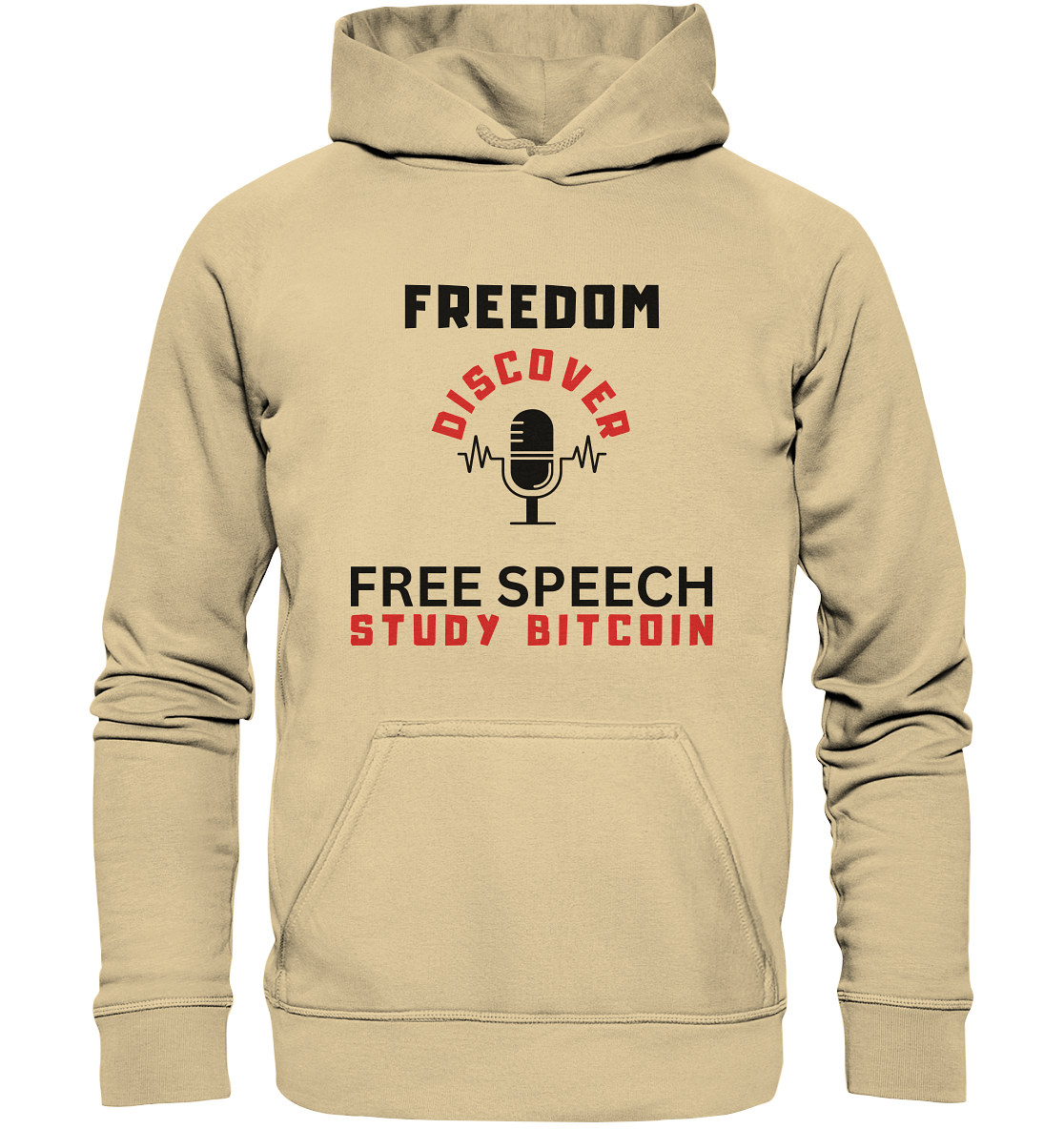 FREEDOM (Mikrofon) DISCOVER FREE SPEECH, STUDY BITCOIN - LADIES COLLECTION 21% automat. Rabatt bis zum Halving 2024  - Basic Unisex Hoodie