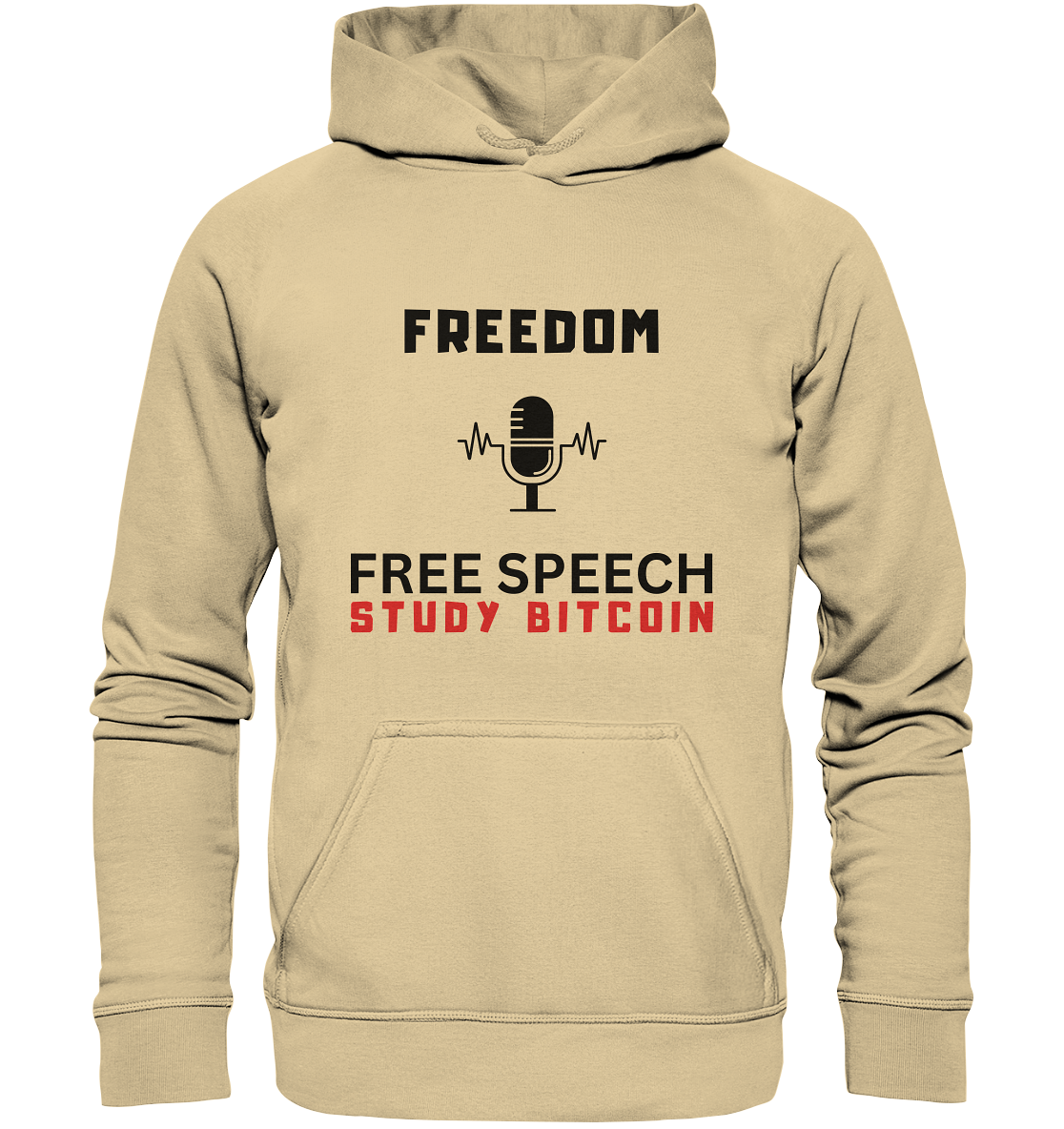 FREEDOM (Mikrofon) FREE SPEECH, STUDY BITCOIN - LADIES COLLECTION 21% automat. Rabatt bis zum Halving 2024 - Basic Unisex Hoodie